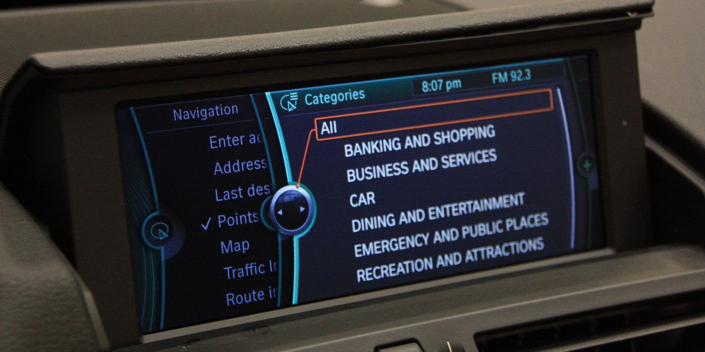 BMW iDrive display showing menu interface