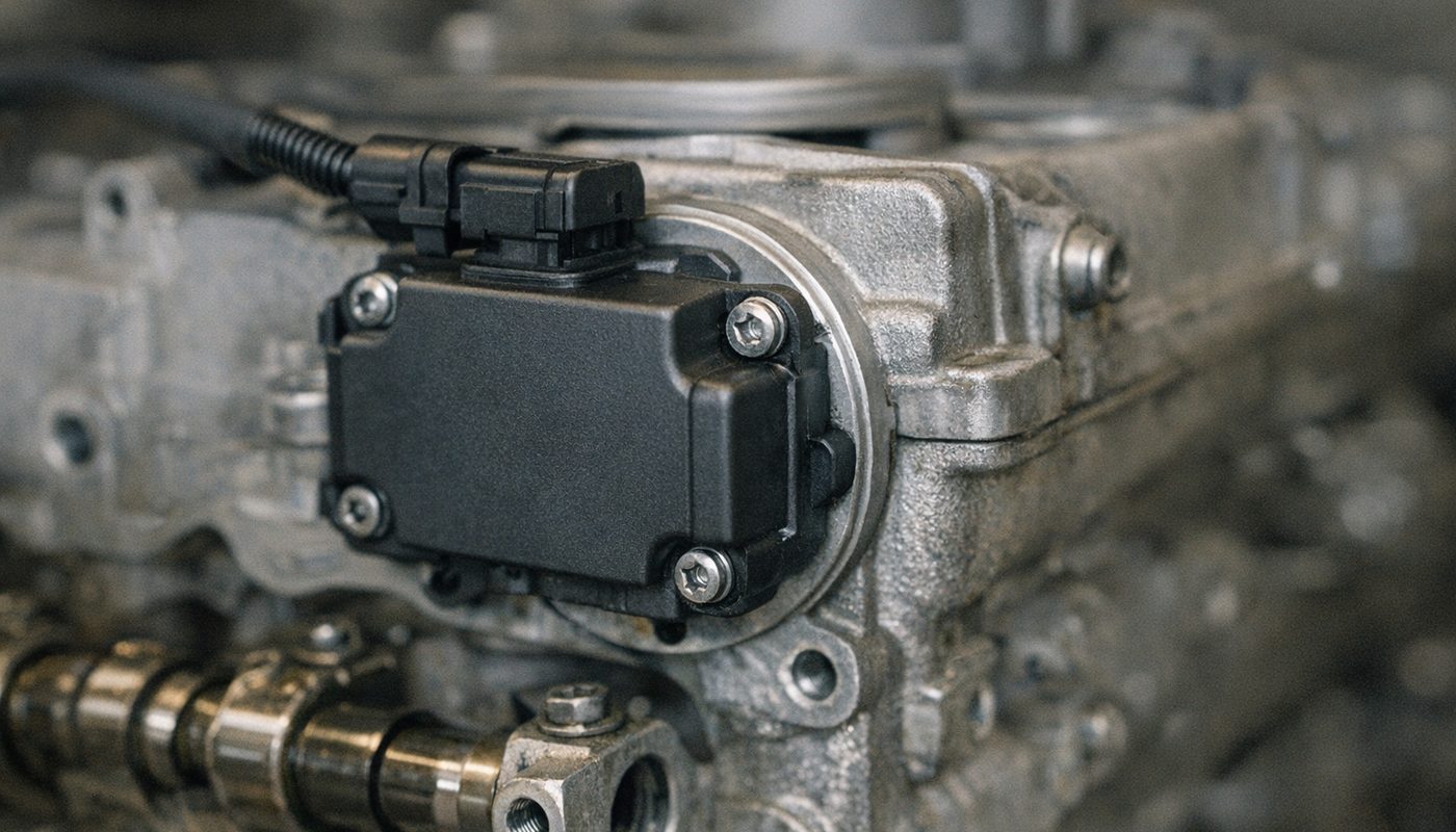 Valvetronic motor mounted on the side of a BMW cylinder head